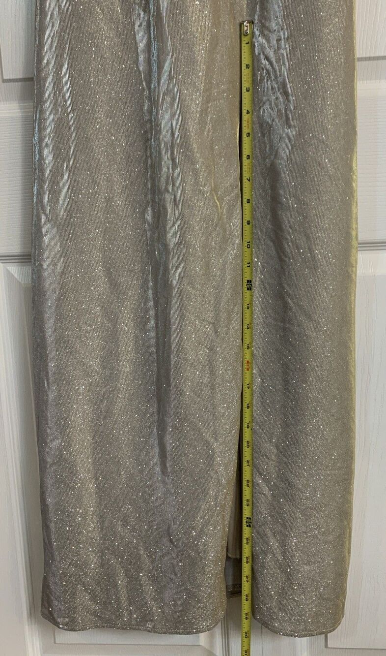 Oleg Cassini Formal Dress Gown Women’s 4‎ Champagne Metallic Prom Black Tie - Picture 5 of 15